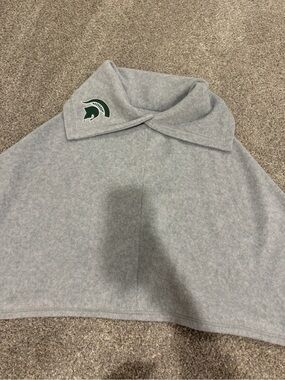 MSU Gray Poncho with Spartan Helmet Embroidered Logo